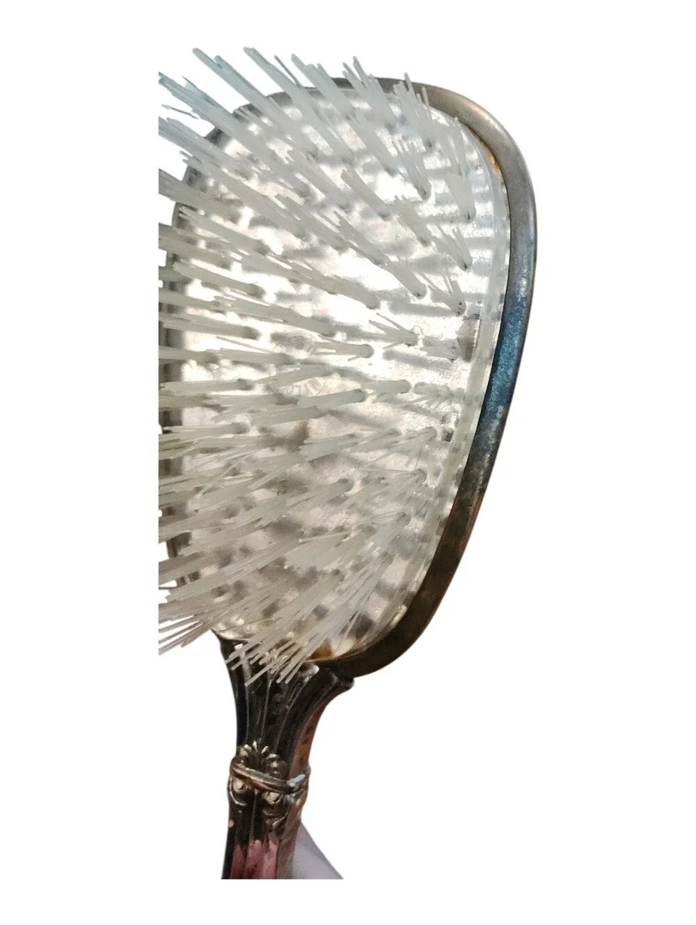 Vintage 1940s 1950s Vanity Hair Brush Marble Decor Romantic marble Made USA